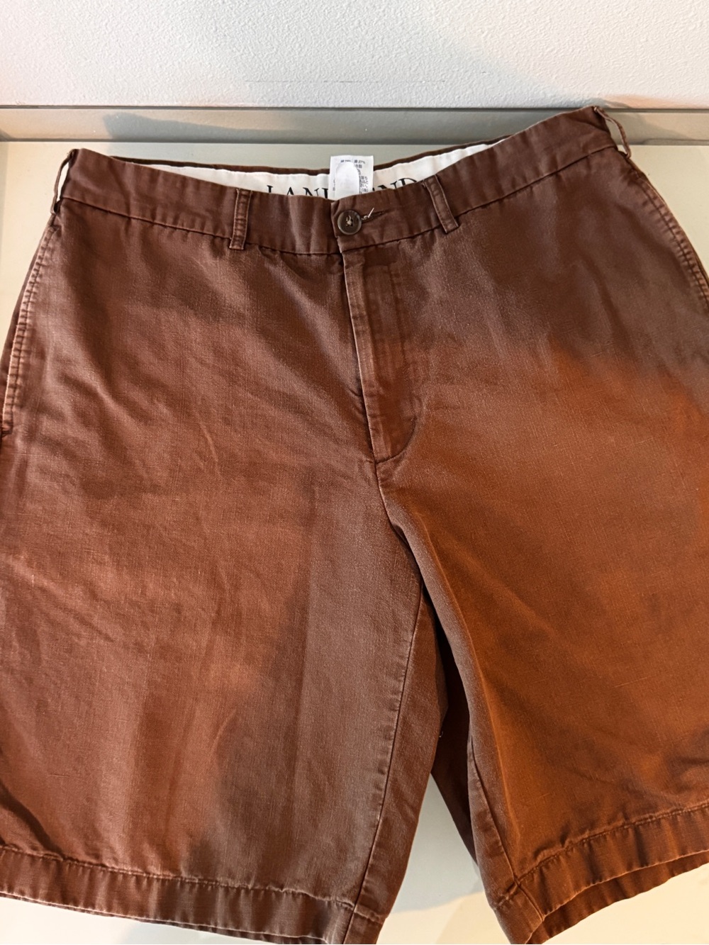 Lands’ End Men's Cotton Linen Flat Front Shorts Size 34